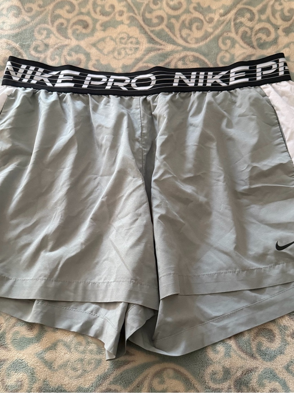 Nike Women’s Gray Athletic Shorts with Black Branded Waistband